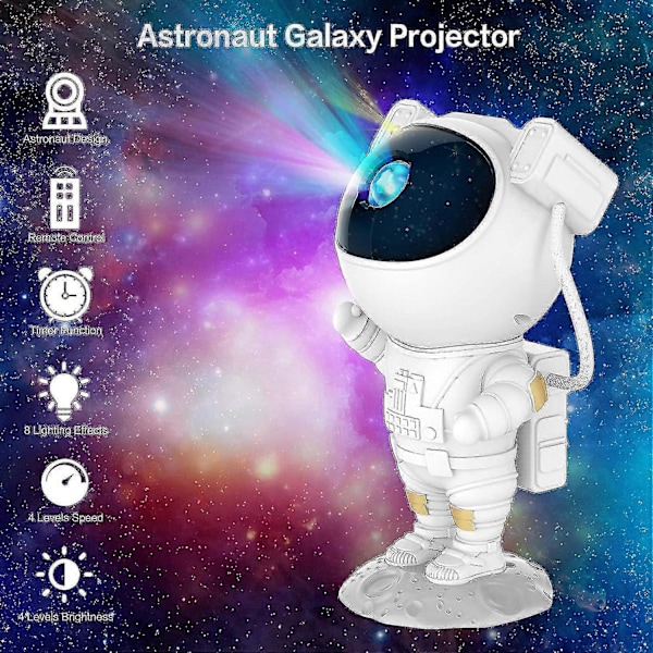 Astronaut Galaxy Projektor Stjärnhimmel Nattlampa, Astronaut Stjärnprojektor med Nebulosa, Timer och Fjärrkontroll, Stjärnlampa för Sovrum och Tak