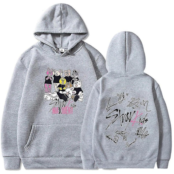 Stray Kids Hoodie med hætte [HK] grå grå grey L