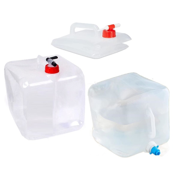 2-PACK 10L Bärbar Hopfällbar Vattenkanna med Kran
