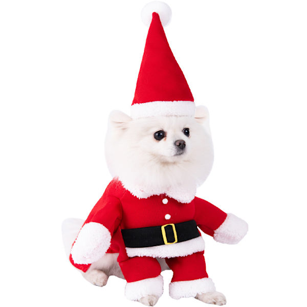 Katt- och valpkläder Julvalp Tomte-kostym Hundsemesterkostym Julkjol med hatt Jultransformation-kostym-XL XL