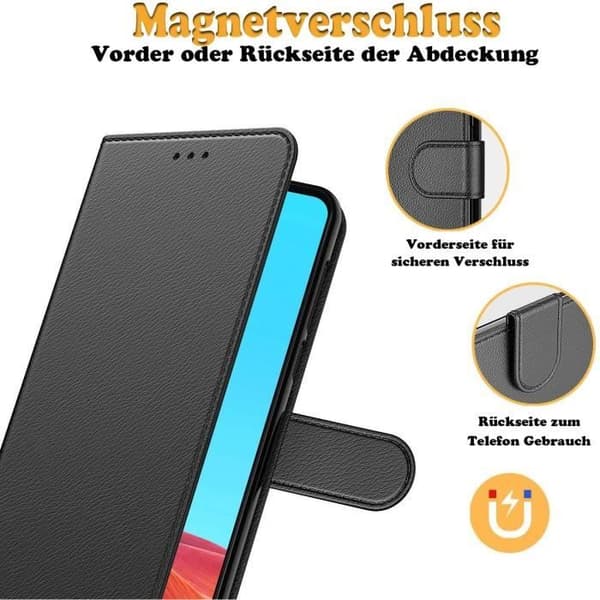 Etui - NEW&TECK - Xiaomi Redmi Note 10 Pro/Pro Max - Læder - Magnetisk Lukning - Sort