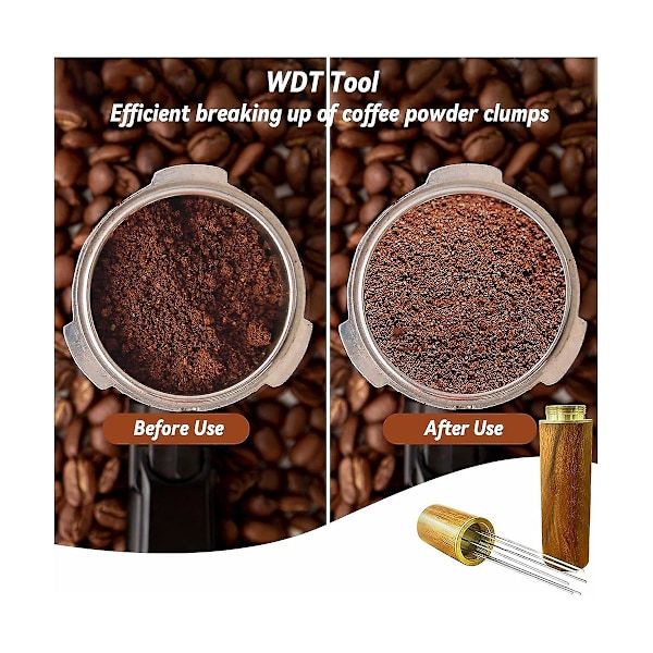 Kaffe Espresso Tamper 51mm Med WDT Verktøy Kalibrert Fjærbelastet, Med Silikonmatte, For Espresso