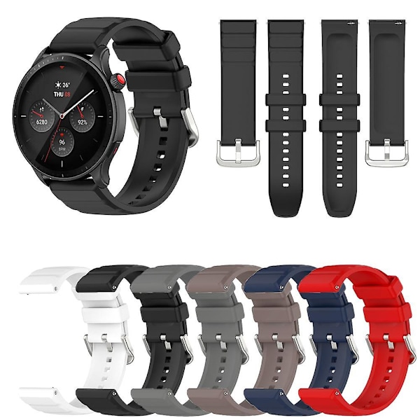 Hihna Amazfit Gtr 4/3 Pro/2/2e/47mm/gtr4 22mm -älykello Silikoni Urheiluranneke Amazfit Gtr 4/3 Pro -ranneke black