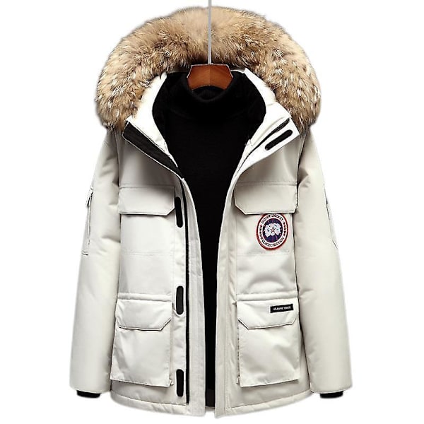 Miesten talvinen hupullinen tikattu untuvatakki rento työkalutakki qd paras khaki khaki khaki l