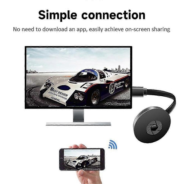 Bærbar trådløs HDMI-skjermadapter, bærbar TV-mottaker som speiler skjermen fra telefon til storskjerm