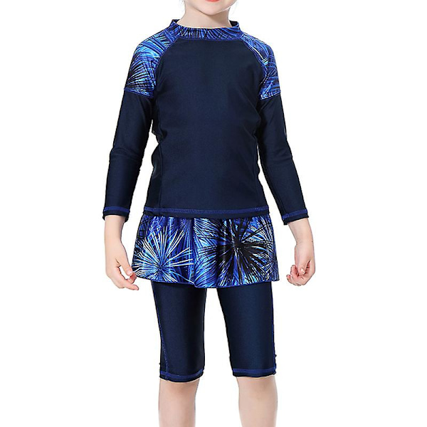 2-15 år flicka islamisk muslimsk baddräkt Burkini Main Navy Blu Main Navy Blue 9-10 Years