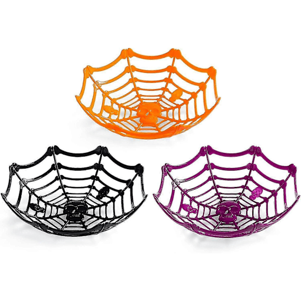 Large Halloween spider web and skull basket bowl, used for Halloween party supplies and Halloween decorations