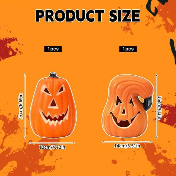 Halloween-dekoration, 2 stk. LED-græskarlys, oplyst græskar