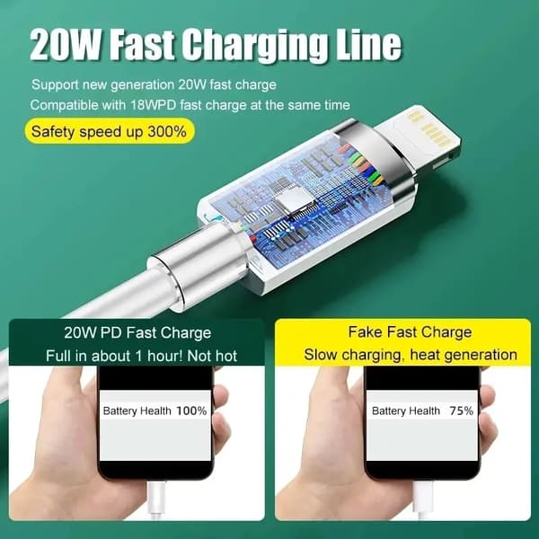 3 Meter iPhone Lader Lynrask Ladekabel for iPhone
