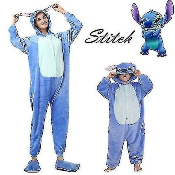 Barne Blå Stitch Tegneserie Dyr Pyjamas Fest Cosplay Kostyme Voksen M