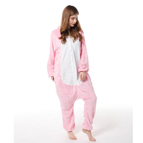 Voksne unge par lyserøde dinosaur pyjamas grøn dinosaur hjem rød Pink Dinosaur Pink Dinosaur 125-140