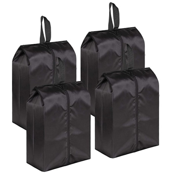 Portable Zippered Travel Shoe Bags 17*9 Inch (4-Pack, Black)