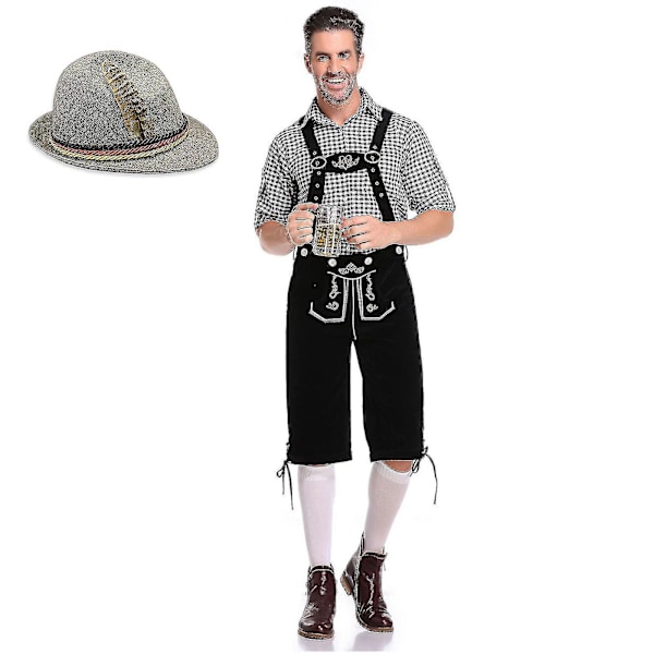 Herrkläder Bayerska Oktoberfest kostym set för snygg Oktoberfest och ölfestival 2XL 2XL 2XL Black