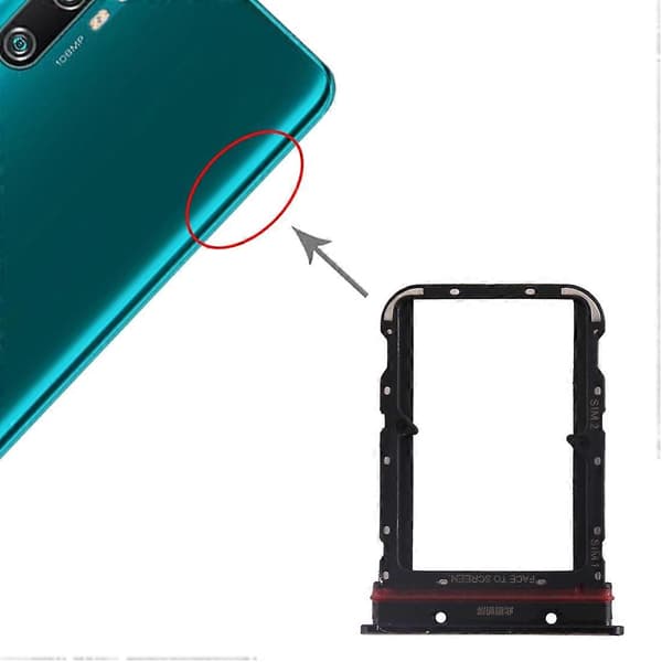 SIM-kortfack + SIM-kortfack för Xiaomi Mi CC9 Pro/Mi Note 10/Mi Note 10 Pro/Mi Note 10 Lite Black