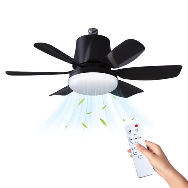 LED Loftventilator med Lys E27 - 47 cm - 30W, 2400lm, 3 Hastigheder, 3 Farver - Timer - Stille - Til Soveværelse, Stue