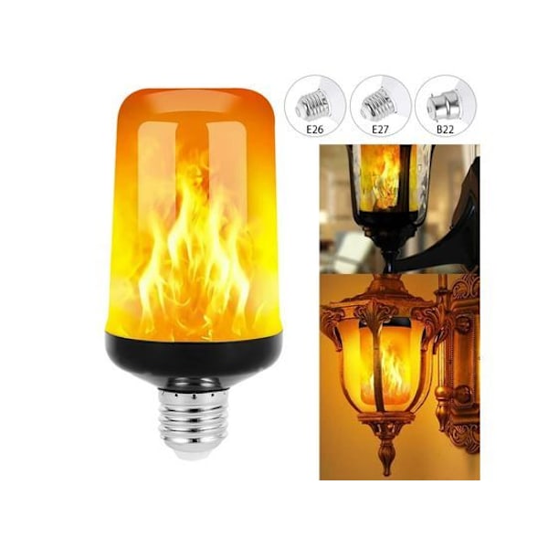 B22 E27 LED Flammeeffekt Lys, 4 Tilstande, Festlige LED Flammeeffekt Lys, Simuleret Ildflammer, Lampe til KTV, Festival, Have, Dekoration E27 4 Mode 9W