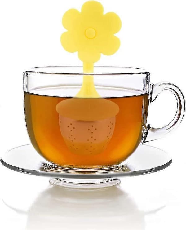 4 stk te-infuser silikon-diffuser teball rustfritt stål te-sil med dryppbrett løsblad te-infuser te-sil for kopper te-bolle