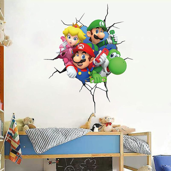 3d Super Mario Princess Peach Luigi Yoshi Switch Game Wall Sticker Room Decal Poster