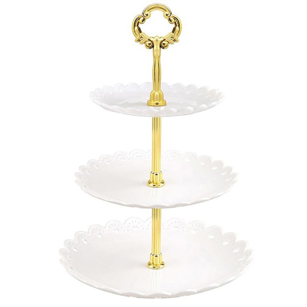 Kageopsats i flere lag til festlige lejligheder, kageholder, frugtfad, dessert White