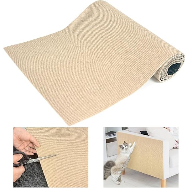 78.7\"x15.7\" Självhäftande Klippbar Kattklösmatta Stor Kattklösbräda Soffa Skydd Möbel Kattklösstolpe (200cm*40cm Khaki)