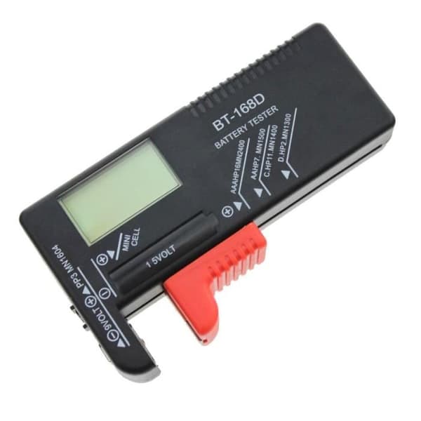Batteritester - LCD - Sort - Til AA AAA CD 9V Batterier - LED Indikator