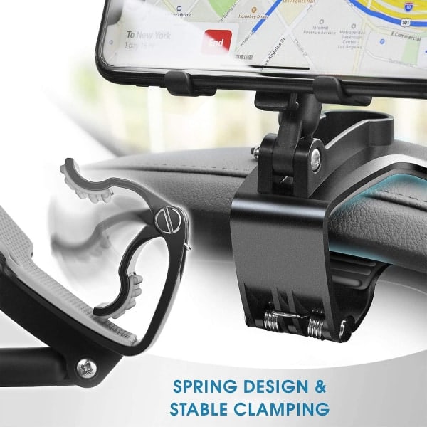 Biltelefonholder 360 Graders Rotation, Instrumentbræt Mobilholder til GPS og 4-7 Tommer Smartphones (Sort)