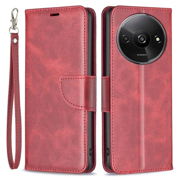 För Xiaomi Redmi A3 Case Cover Justerbart Stativ View Folio Flip Cover - Röd Red