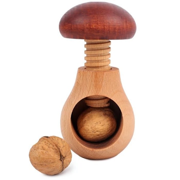 Nøtteknekker | Enkel nøtteknekker | Nøtteknekker i tre | 10x6cm | Soppform | Sterk og holdbar Naturlig