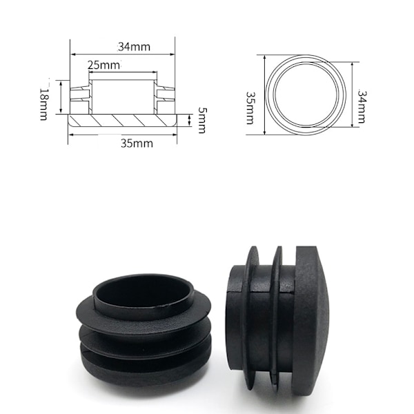 10-pack runda vingpluggar med en diameter på 35 mm, rörpluggar,