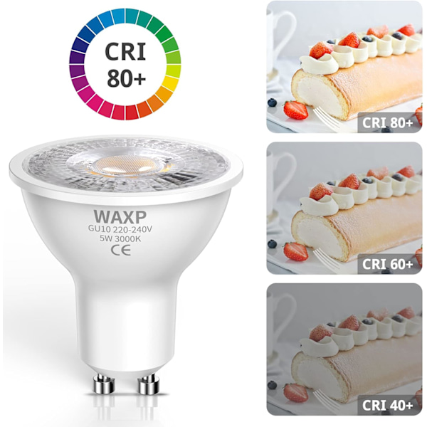 LED Spotlight Lampor Varmvit 5W, 3000K, 365lm, Flimmerfri, Energibesparande Lampor Motsvarande 40-50W GU10 Halogen Spotlight Lampor 10-pack Warm White