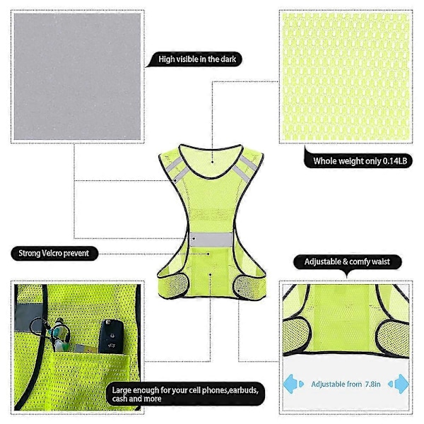 Reflekterende sikkerhetsvest for løping for menn og kvinner, løpetilbehør for gåing om natten (FMY) Fluorescerende gul Fluorescent Yellow Without Light