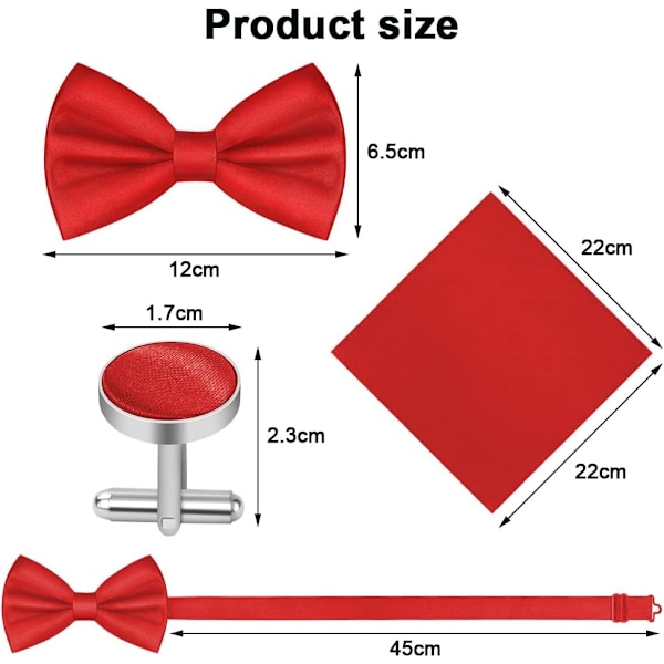 Miesten rusetti, klassinen yksivärinen rusetti miehille, satiinirusetti smokkiin, säädettävä juhlarusetti juhliin, häihin 3pcs-Large RED