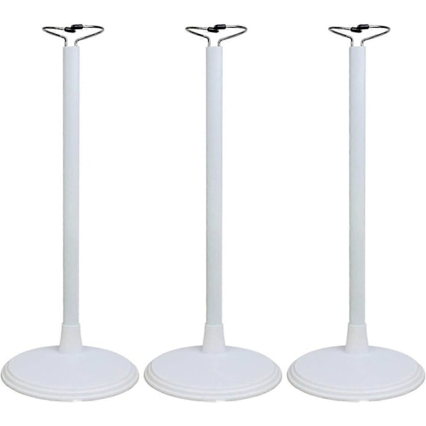 3-pakning Hvit Justerbar Dukkestativ for 14-18 Tommers Babydukker Displayholder