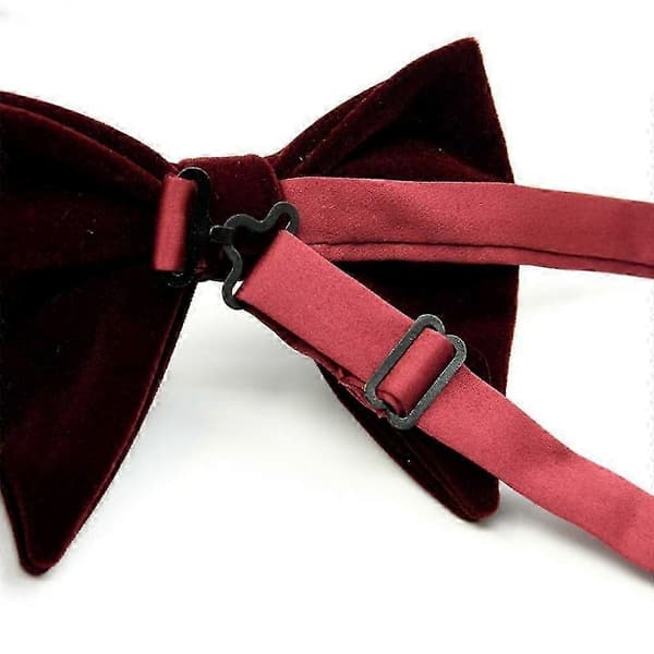 Sammet Fluga för Män Oversized Solid Justerbar Slips Hög Kvalitet Stor Fluga Bröllopsfest red