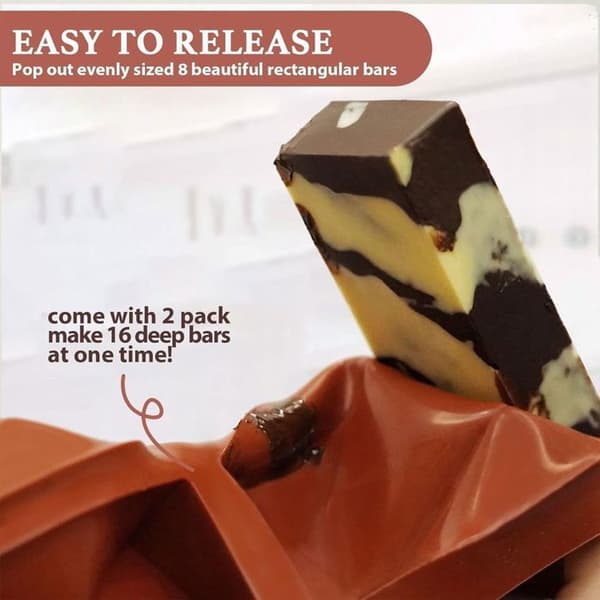 2 stk. dyb rektangulær silikone chokoladeform, müslibarform, chokoladeform til