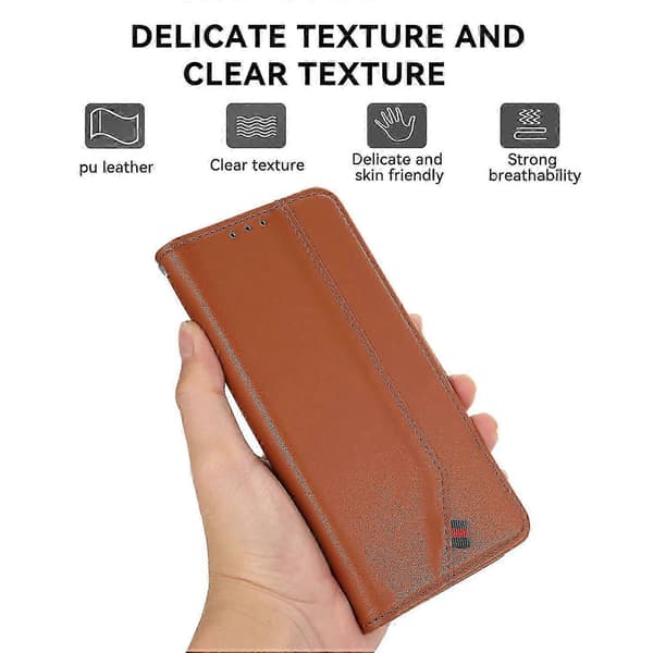 Plånboksfodral i läder med RFID-skydd för Xiaomi Redmi Note 14 Pro 4G - Blå Brown