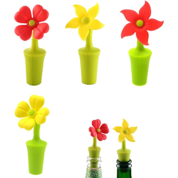 Flower Shaped Wine Stopper, Reusable Wine Bottle Stoppers, Creative Wine Bottle Stoppers for Wine, Beer, Champagne, Soda Bottle