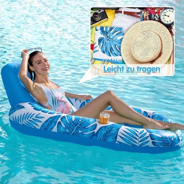 Oppustelig poolflyder - HANDEIU - 143x96 cm - PVC - Blå - Til børn