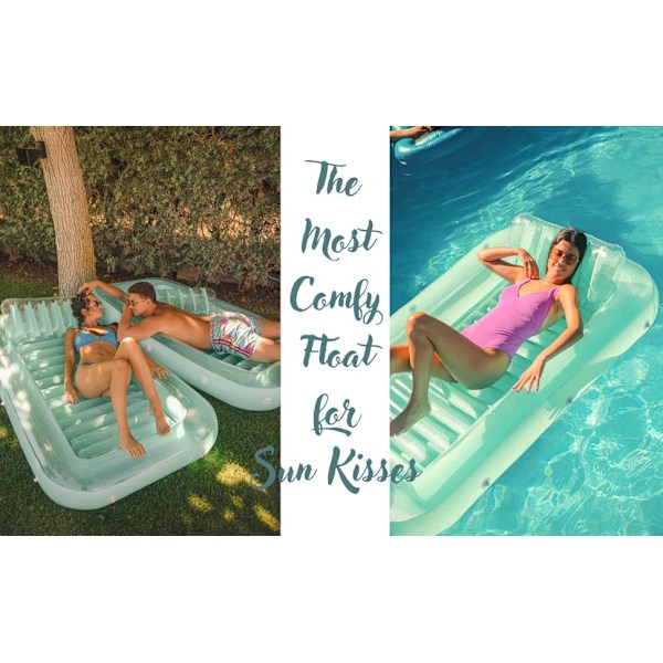 YATOUT Joy Kæmpe Oppustelig Flydende Lounger til Pool, Solseng, Oppustelig Solmadras, Kan Bruges Udendørs, i Haven, i Baghaven