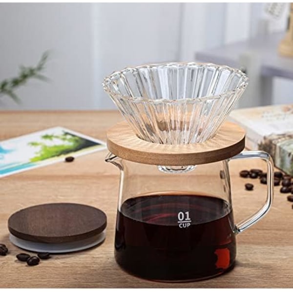 Glass kaffekanne kaffetrakter med lokk, isolert glasskanne kaffetrakter isolert klar mugge for juice te kaffe vann (500 ml) Transparent Transparent 500 ml