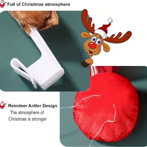 Auton poroantennit ja -nenä - Ikkunaan, katolle ja etusäleikköön - Rudolf-poron jouluasu - Auton tarvikkeet ja koristeet red