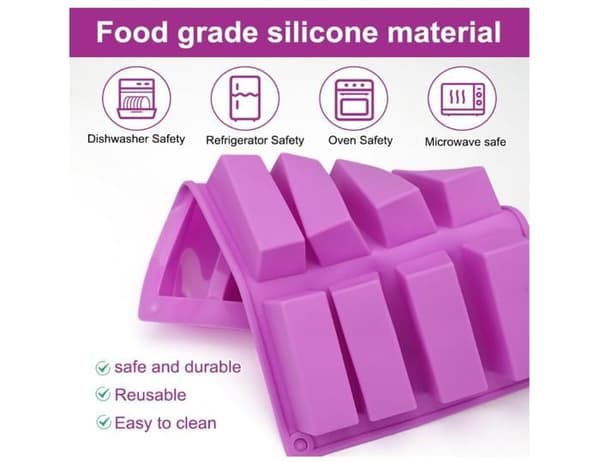 3-delt Müslibarform, 12-hulrum Rektangulær Silikoneform, Non-Stick Financier Silikoneform, Silikoneform
