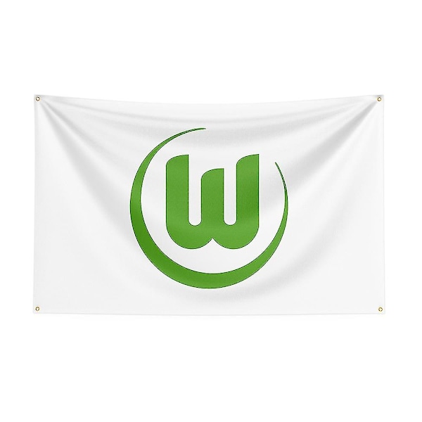 Born Pretty 3x5 Vfl Wolfsburg Flag Polyester Tryckt Racing Sport Banner För Dekor E 150 x 240cm