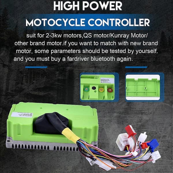 Fardriver Controller 48V-72V 80A 3KW Sinusbølgecontroller med Bluetooth til Razor, Elektrisk Motorcykel, Gocart