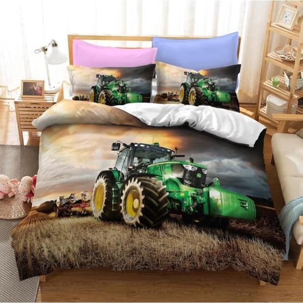 John Deere Traktor Bäddset - 3 Delar - 220x240 cm - 100% Polyester Mikrofiber