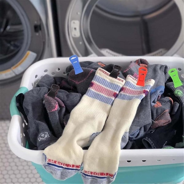 60 Sock Clips för Tvättmaskin och Torktumlare, Sock Clips med Krokar, Sockhållare Tvättmaskin, Dir