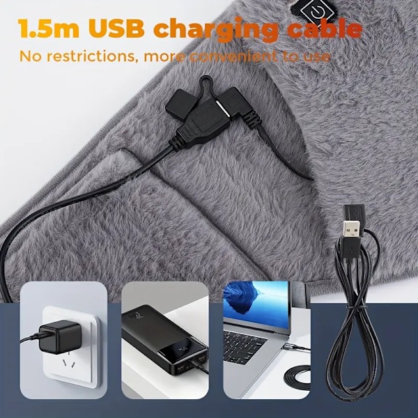 USB-oppvarmet magebelte med justerbar temperatur - Multifunksjonelt polyester elektrisk varmeplate for mage- og korsryggkomfort