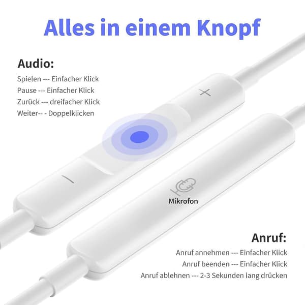 USB C hörlurar, in-ear kabelhörlurar