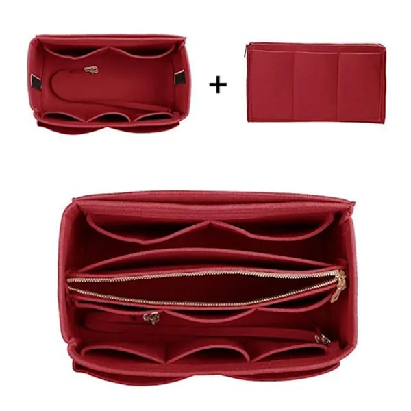 New organizer for women in felt bag Drak Red Drak Red