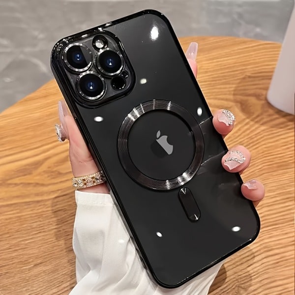 SQBB Läpinäkyvä pinnoitettu silikoninen magneettinen puhelinkotelo iPhone14 13 12 11 Graphite Black iPhone11 -puhelimelle